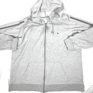 TOMMY HILFIGER Women's 2XL Zip Hoodie Vintage Skinny Flag Logo Sleeve
